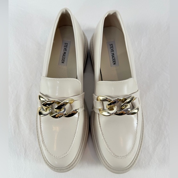 Steve Madden Makira Chain Loafer Cream Gold size 8.5 - Picture 4 of 13